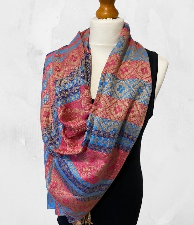 red-geometric-shawl