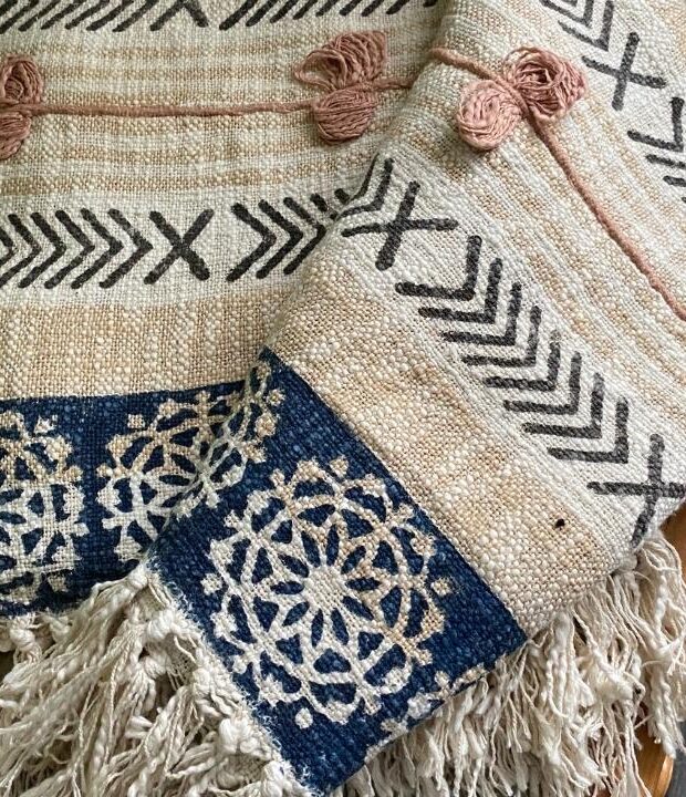 Hand-Printed-Cotton-Throw-Blanket