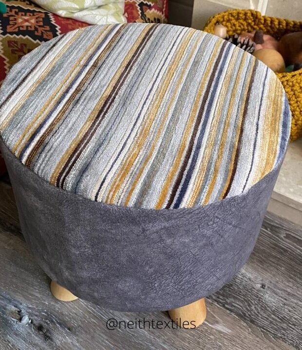Modern Striped Footstool Cover